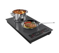 GTKZW Plaque Induction 2 Feux 3000W, Plaque de Cuisson Électrique 51cm Encastrable et Pose Libre, Réchaud avec Sécurité Enfant ou Minuterie pour Petite Cuisine et Espace Réduit