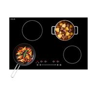 GTKZW Plaque Induction 4 Feux 6400W, Plaque de Cuisson Électrique Encastrable 77cm pour Grandes Cuisines, Commande Tactile avec 9 Niveaux et Fonction Boost, Minuterie et Verrouillage Enfant