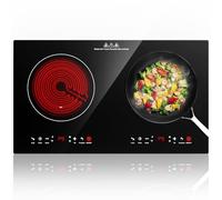 GTKZW Plaque Vitrocéramique 2 Feux, Plaque de Cuisson Électrique Plate 3600W, Réchaud Électrique 60cm avec 9 Températures et Niveaux de Puissance & Minuterie de 4 Heures, Pour Toutes Casseroles