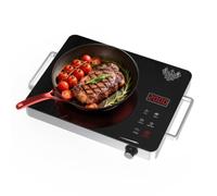 GTKZW Plaque Vitrocéramique Portable 2000W, Réchaud Électrique 1 Feu 36 cm | Plaque de Cuisson avec Poignées, 4 Modes Prédéfinis, Minuterie 4H, Compatible Toutes Casseroles, pour Extérieur, Camping Car
