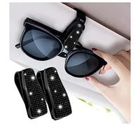 GTLM 2PCS Brillant Strass Porte Lunettes pour Voiture avec Éponge Anti-Rayures,Porte Lunettes Accessoire Voiture Interieur pour Femmes/Enfants,Deco Voiture Interieur Universel Gadgets (Noir)