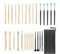 GTNCE Bois Outils Poterie Argile Kit 30 Pièces Multifonction Outils de Modelage Argile Outils de Sculpture Poterie Kit Adulte Enfant avec Sac Rangement Clay Sculpting Tools pour DIY Artistes Débutants