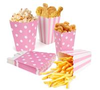 GTNCE Carton Pop Corn Boite Pastel Rose 40 Pièces Carton Pot Popcorn Box Rose Rayures Pois Rétro Sacs Popcorn Boîtes à Pop-Corn Cinéma Sachet Pop Corn en Papier pour Cinéma Noël Halloween Fête Aoirées