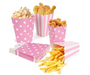 GTNCE Carton Pop Corn Boite Pastel Rose 40 Pièces Carton Pot Popcorn Box Rose Rayures Pois Rétro Sacs Popcorn Boîtes à Pop-Corn Cinéma Sachet Pop Corn en Papier pour Cinéma Noël Halloween Fête Aoirées