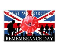 GTNCE Drapeaux Lest We Forget - 1,5 x 0,9 m avec œillets - Drapeaux de coquelicot pour le jour du Souvenir - Drapeau commémoratif du jour du soldat - Couleur vive - Pour héros de guerre - Décoration