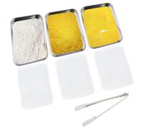 GTNCE Lot de 3 bols à panure en acier inoxydable - 25,5 x 20 x 5 cm - Récipient en acier inoxydable avec couvercle - Récipients rectangulaires GN pour escalopes, viande, poisson et légumes