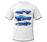 GTO Clothing Men's 1968 Corvette Blue 2 American Muscle T-Shirt, XL