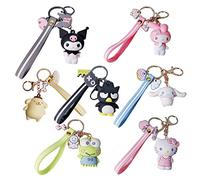 GTONEE Lot de 7 porte-clés fantaisie Kawaii avec pendentif en forme de personnage de dessin animé mignon pour femmes, hommes, filles, garçons, breloques de sac, porte-clés de voiture, 7 styles,