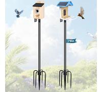Gtongoko Lot de 2 mâts intelligents pour mangeoire à oiseaux Bluebird de 200,9 cm - Station météo extérieure - Kit de montage en métal robuste - Support réglable pour mangeoire à oiseaux - Noir
