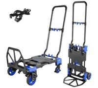 GTOULHH Chariot, Chariot De Transport Convertible À Quatre Et Deux Roues Diable Demenagement(Blue)