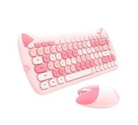 GTOULHH Combo Clavier et Souris, 84 Conception Ergonomique sans Fil Mate Réglée De Clavier Et De Souris De La Finition 2.4G Ensemble Clavier(Rosa)