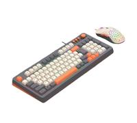 GTOULHH Combo Clavier et Souris, Clavier De Jeu Rétro-éclairé, Souris, Fil USB, for Ordinateur PC, Connexion Filaire Ensemble Clavier(White Gray Orange)
