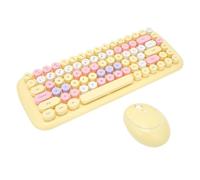 GTOULHH Combo Clavier et Souris, Clavier Et Souris sans Fil Clavier Rétro avec Touches Rondes Clavier Ergonomique Ensemble Clavier(Rosa)
