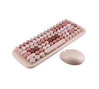 GTOULHH Combo Clavier et Souris, Clavier Et Souris sans Fil Clavier Rétro avec Touches Rondes Clavier Ergonomique Ensemble Clavier(Milk Tea Color)