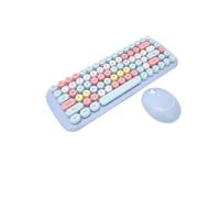 GTOULHH Combo Clavier et Souris, Clavier Et Souris sans Fil Clavier Rétro avec Touches Rondes Clavier Ergonomique Ensemble Clavier(Blue)