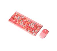 GTOULHH Combo Clavier et Souris, Clavier Et Souris sans Fil Combinés, Boutons Multimédia D'apparence Colorée Ensemble Clavier(Rosa)