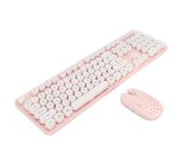 GTOULHH Combo Clavier et Souris, Ensemble Clavier Et Souris 2.4G, Design Rétro avec Touches Rondes for Le Bureau Et L'étude Ensemble Clavier