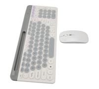 GTOULHH Combo Clavier et Souris, Ensemble Clavier Et Souris sans Fil Bluetooth, Combinaison Clavier Et Souris Ronde Ensemble Clavier(White)