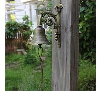 GTPBAO Cloche Porte D'entrée Cloche De Porte en Bronze Rustique pour Intérieur Extérieur, Cloche À Secouer en Fer Massif Fixée Au Mur, Cloches De Café/Épicerie/Jardin