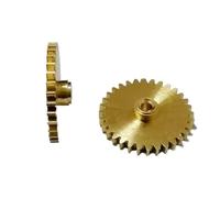 GTPBAO Lot de 2 engrenages cylindriques plats en laiton de 0,5 m, 32 dents, diamètre 16,7 mm, épaisseur 4 mm, module 0,5, 32 dents, pignon à ajustement serré de 2 mm Matériel d'arbre