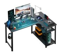 GTPLAYER Bureau d'angle Bureau Gaming avec étagère, 100cm Table d'ordinateur en forme de L, table PC pour le bureau