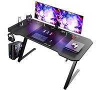 GTPLAYER Bureau Gaming 120 x 60 cm, Bureau Gamer avec Tapis de Souris, Table Gaming PC en Fibre de Carbone avec Crochet pour Casque