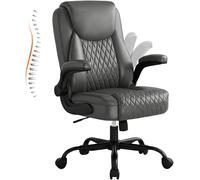 GTPLAYER Chaise Bureau Ergonomique, Fauteuil de Bureau Pivotant avec Haut Dossier, Accoudoirs Pliables, Hauteur Réglable, Repose-Pieds, roulettes Pivotantes, Cuir PU, pour Bureau et Télétravail, Gris