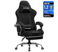 GTPLAYER Chaise de Bureau, Chaise de Jeu, Ergonomique, avec Repose-Pieds, appuie-tête, Coussin Lombaire rembourré, Fauteuil pivotant, en Tissu, Supporte 150 kg, Noir