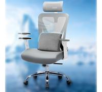 GTPLAYER Chaise de Bureau Ergonomique [vainqueur du Test] - avec Appui-tête 3D et Support Lombaire 3D - Accoudoirs réglables - Chaise de Bureau avec Fonction Bascule et Inclinaison, Gris