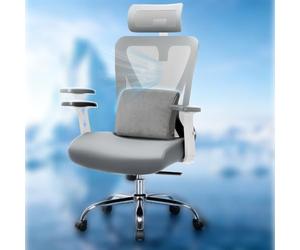 GTPLAYER Chaise de Bureau Ergonomique [vainqueur du Test] - avec Appui-tête 3D et Support Lombaire 3D - Accoudoirs réglables - Chaise de Bureau avec Fonction Bascule et Inclinaison, Gris