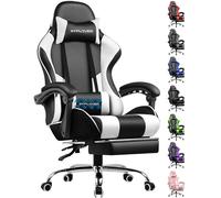 GTPLAYER Chaise de bureau Gaming Chaise de massage Gaming Chaise ergonomique Gamer avec repose-pieds, appuie-tête coussin lombaire de massage, rembourré Gaming Chair, fauteuil pivotant