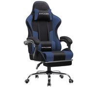 GTPLAYER Chaise de bureau Gaming Tissu Fauteuil ergonomique Gaming Chaise avec repose-pieds, appui-tête Coussin lombaire, rembourré Gaming Chair, BLEU