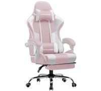 GTPLAYER Chaise de bureau Gaming Tissu Fauteuil ergonomique Gaming Chaise avec repose-pieds, appuie-tête Coussin lombaire, rembourré Gaming Chair, rose