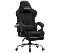 GTPLAYER Chaise de bureau Gaming Tissu Fauteuil Gaming ergonomique Chaise gamer avec repose-pieds, appui-tête Coussin lombaire, rembourré Gaming Chair, noir