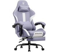 GTPLAYER Chaise de Gamer, Chaise de Bureau, Respirante, en Tissu de qualité supérieure, Ergonomique, réglable et pivotante, avec Repose-Pieds, Violette