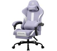 GTPLAYER Chaise de Gaming Ergonomique avec Appui-tête et Coussin Lombaire Cloud, rembourrée, avec Repose-Pieds, Fauteuil pivotant, capacité de 150 kg, Violet