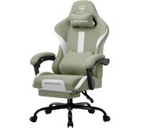GTPLAYER Chaise de Gaming Ergonomique avec Appui-tête et Coussin Lombaire Cloud, rembourrée, avec Repose-Pieds, Fauteuil pivotant, capacité de 150 kg, Vert
