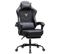 GTPLAYER Chaise de Gaming Ergonomique avec Repose-Pieds, Chaise de Bureau réglable en Hauteur avec Coussin de tête et Lombaire - Chaise pivotante en Cuir synthétique, Supporte 150 kg, Noir
