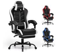 GTPLAYER Chaise de Gaming Fauteuil Gamer Ergonomique en PU Cuir, Chaise Gaming avec Repose-Pieds, Fauteuil Gaming Appui-Tête Réglable et Support Lombaire, Capacité de Charge 150 kg, Blanc