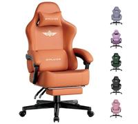 GTPLAYER Chaise de Gaming - Respirante - Ergonomique - Simili Cuir de qualité supérieure - Chaise Ergonomique en Polycarbonate - Dossier réglable à 160° et Repose-Pieds Extensible-Charge 180 kg-Orange