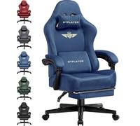 GTPLAYER Chaise de Gaming - Respirante - Ergonomique - Tissu de qualité supérieure - Ergonomique - Dossier réglable à 160° et Repose-Pieds Extensible - Charge 180 kg - Bleu