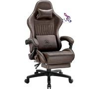 GTPLAYER Chaise de jeu ACE PRO, Chaise de bureau ergonomique Accoudoirs inclinables Avec repose-pieds, Haut-parleur Hi-Fi, Atmosphère sonore impressionnante, Marron clair