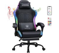 GTPLAYER Chaise de jeu avec haut-parleur et LED, chaise de bureau Gaming Chair Gamer Chair, dossier avec sac de rangement Chaise PC ergonomique noire