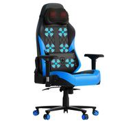 GTPLAYER Chaise de jeu avec massage, chaise de gamer avec coussin à ressorts ensachés repose-pieds, fauteuil de jeu ergonomique chaise de bureau 4D accoudoirs, chaise PC bleue