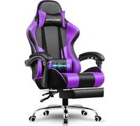 GTPLAYER Chaise de Jeu, Chaise de Bureau, Ergonomique, Fauteuil de Jeu avec Support Lombaire de Massage, Chaise de Travail avec Repose-Pieds et appuie-tête, Cuir synthétique, Supporte 150 kg, Violet