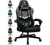 GTPLAYER Chaise de Jeu, de Bureau, de Massage, Ergonomique, pour Gamer, appuie-tête, Coussin Lombaire rembourré, Fauteuil pivotant, Gris