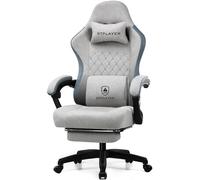 GTPLAYER Chaise de Jeu en Tissu avec Repose-Pieds, Chaise de Bureau Ergonomique pour Ordinateur avec Coussin à Ressorts ensachés, Soutien Lombaire, très résistante, Supporte 150 kg