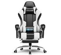 GTPLAYER Chaise de Jeu, Ergonomique, avec Repose-Pieds, appuie-tête, Coussin Lombaire rembourré, pivotant, Blanc