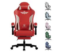GTPLAYER Chaise de Jeu, Ergonomique, en Simili Cuir, avec Soutien Lombaire - Chaise PC avec Dossier élargi - Charge maximale : 150 kg - Rouge