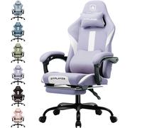 GTPLAYER Chaise Gaming, Chaise de Gamer, Chaise de Bureau Respirante en Tissu de Haute Qualité, Chaise PC Ergonomique, Chaise de Bureau Réglable et Pivotante avec Repose-Pieds, Violet